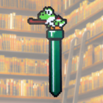 Marque page en pixel art Yoshi qui sort de son tuyau