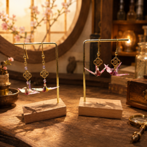 Boucles d'oreilles en origami, modèle Nœud avec ses variations.
